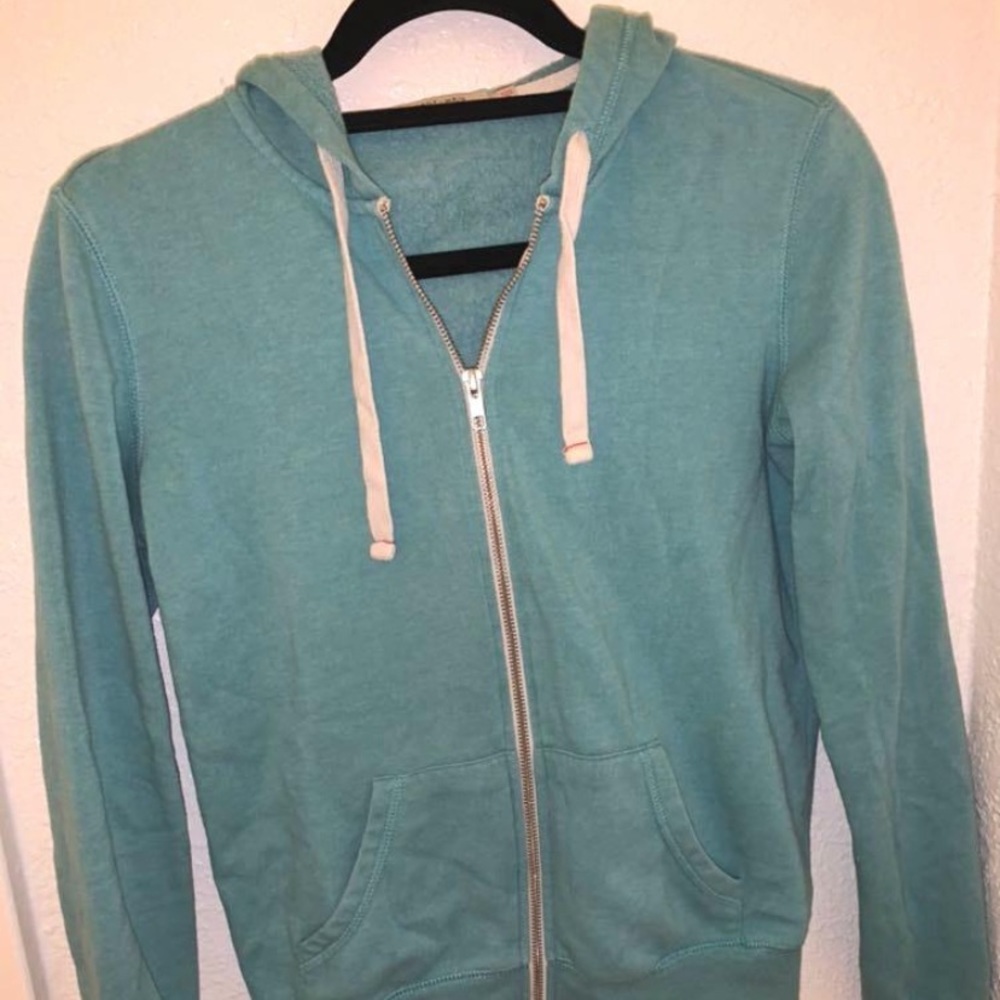 blue zip up jacket size small